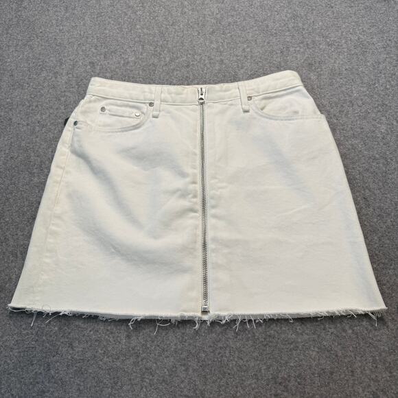 Women's‎ Rag & Bone Anna White Zip Front Denim Blue Jean Mini Skirt Size 30 NEW - Picture 9 of 10